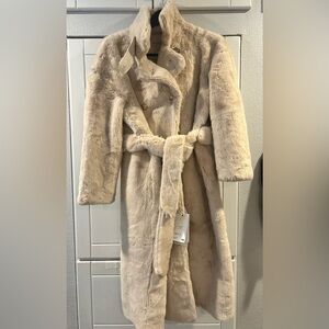 Luxurious Cream Faux Fur Coat